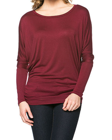 Wine long sleeved dolman 