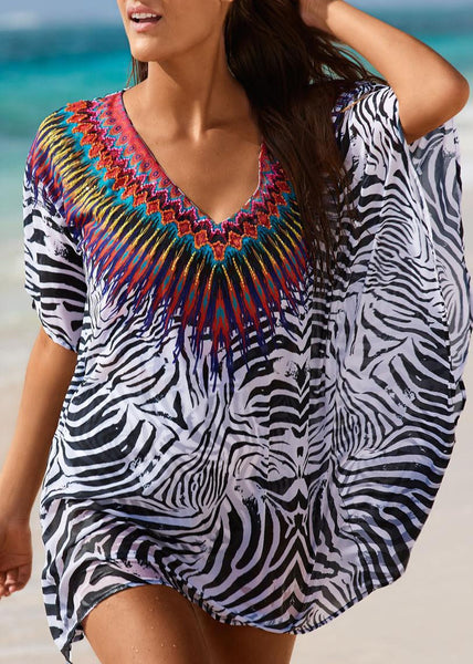 Animal Print Swim Coverup Blouse