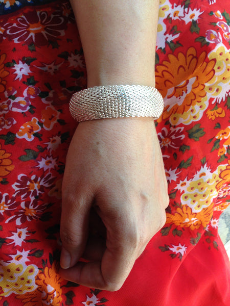Sterling Silver Mesh Bangle Bracelet