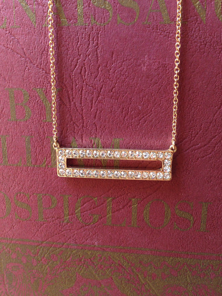 Pave Crystal Bar Necklace