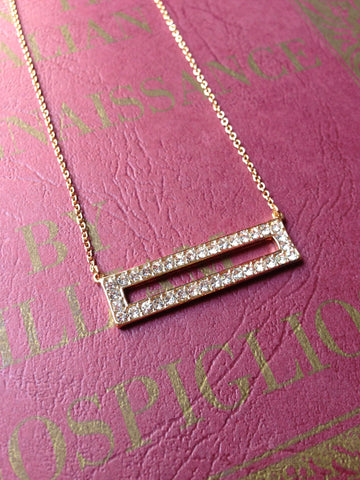 Pave Crystal Bar Necklace