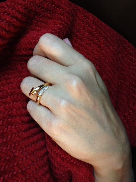 pave arrow nail ring