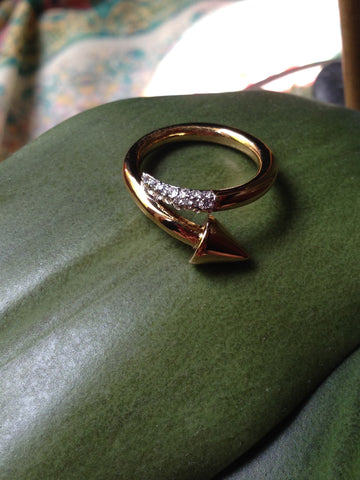 pave arrow nail ring