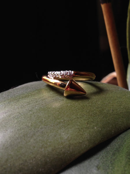 pave arrow nail ring