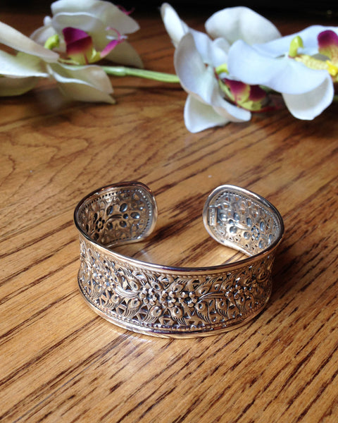 Floral Sterling Silver Cuff Bracelet