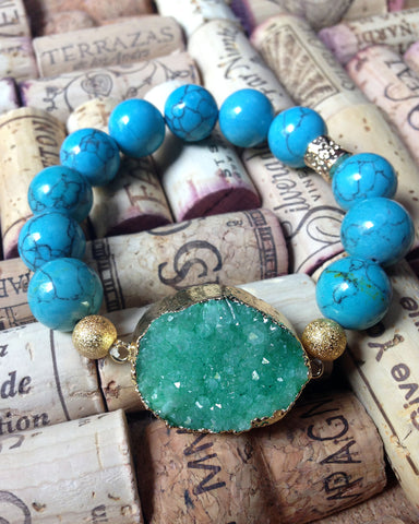 Green Druzy Turquoise Bracelet