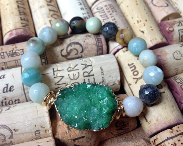 Green Druzy Amazonite Bracelet